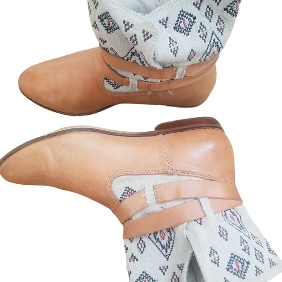 Latigo James Anthropologie Boots Womens 7M Leather and Canvas Ankle Boho Casual - Picture 9 of 12